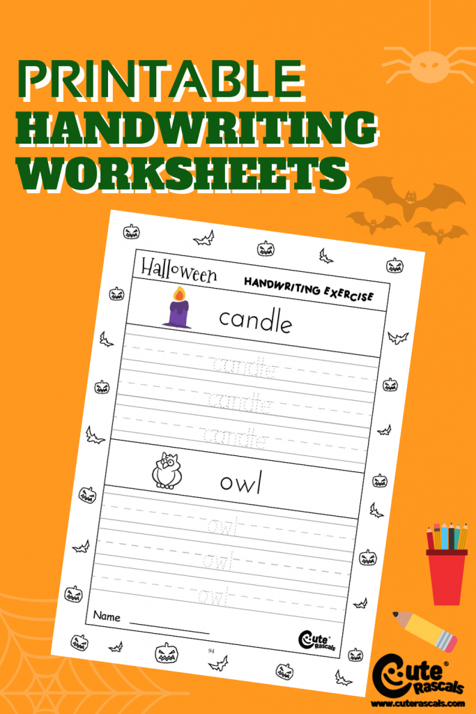 10 fun Halloween free printable handwiring worksheets to prepare kids for preschool and kindergarten.