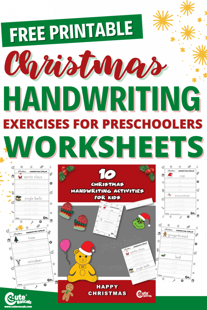 Free handwriting worksheets for kids to use to practice during the holiday season. Click this to print this set of worksheets.