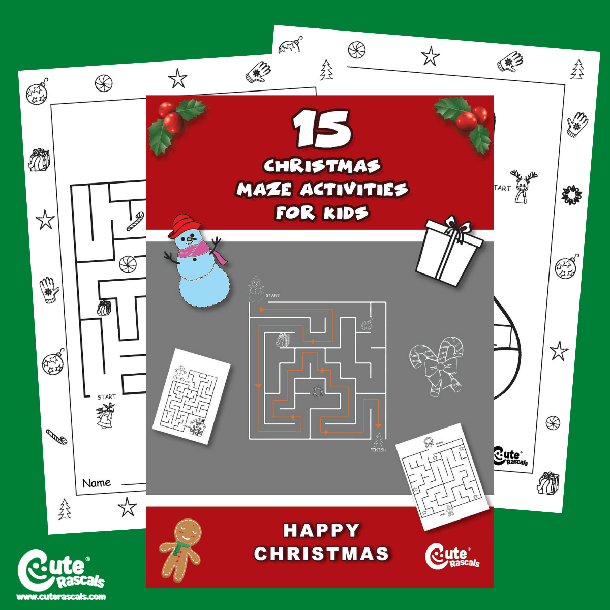Christmas Maze Worksheets - Pre-K Free Printables - Cute Rascals Baby