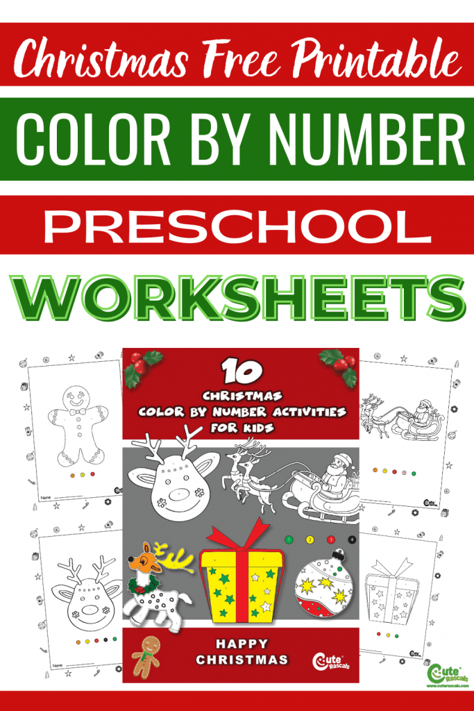 Surprise kids with fun holiday themed activity sheets. Click to download this set of 10 pages of Christmas color by numbers worksheets for preschoolers.