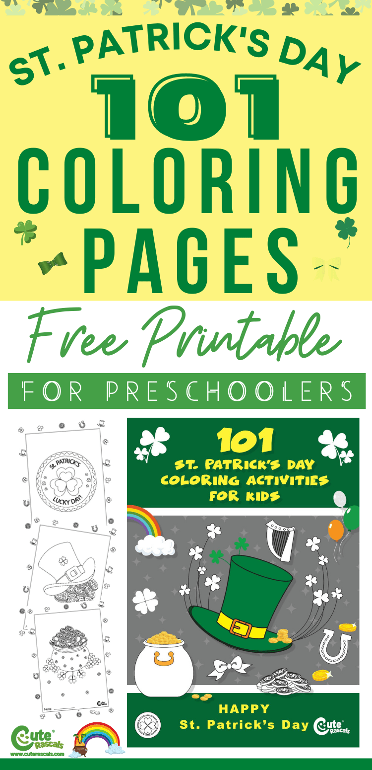 Free printable St. Patrick's Day coloring worksheets for preschoolers