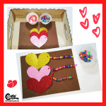 Hearts with Beads Valentine's Day Home Activity for Kids Fine Motor Skills (4-6 Year Olds)