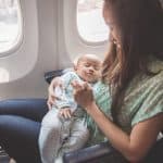 Mother Baby Sitting Together Airplane