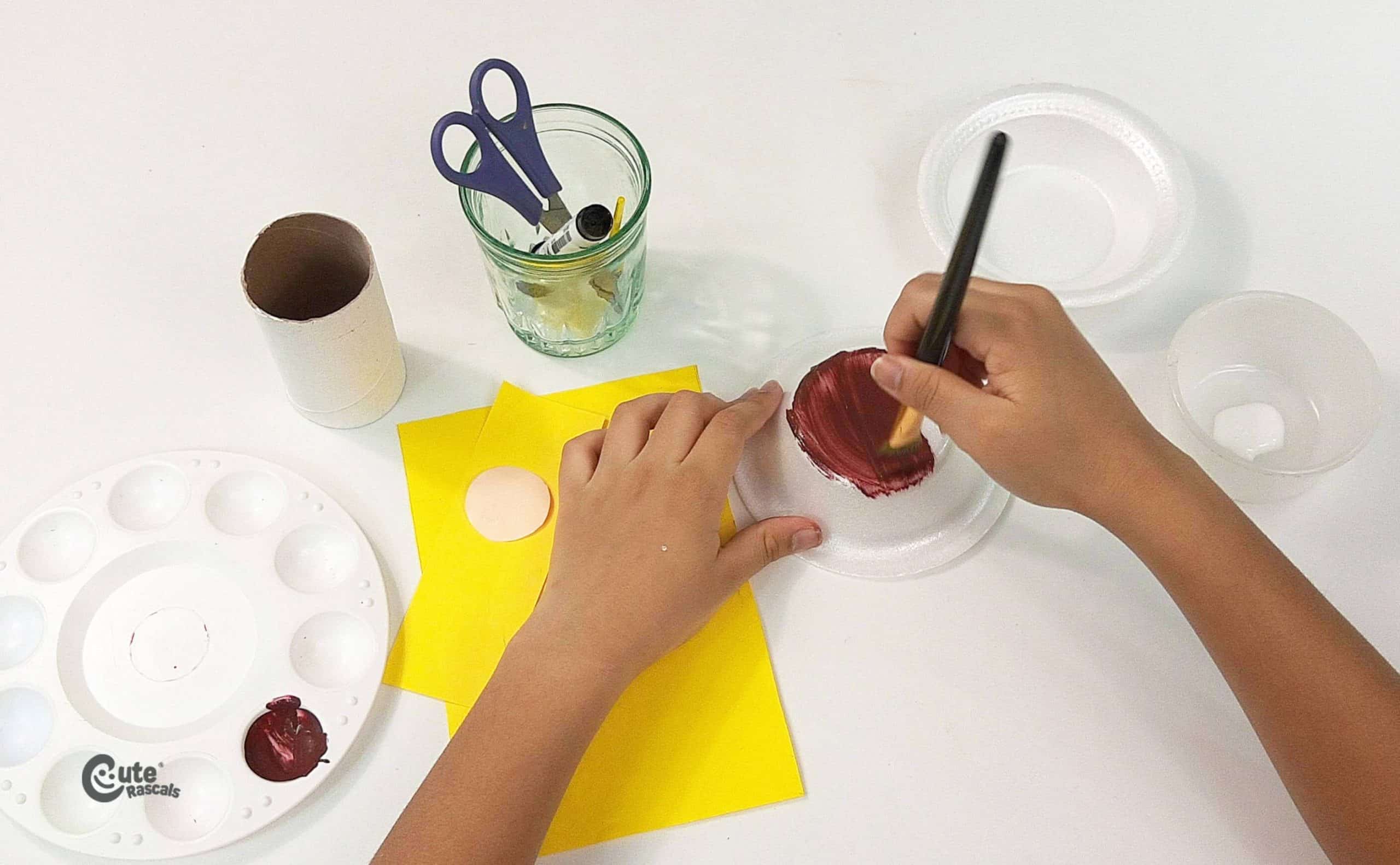 Paint the disposable bowls. Easter craft ideas