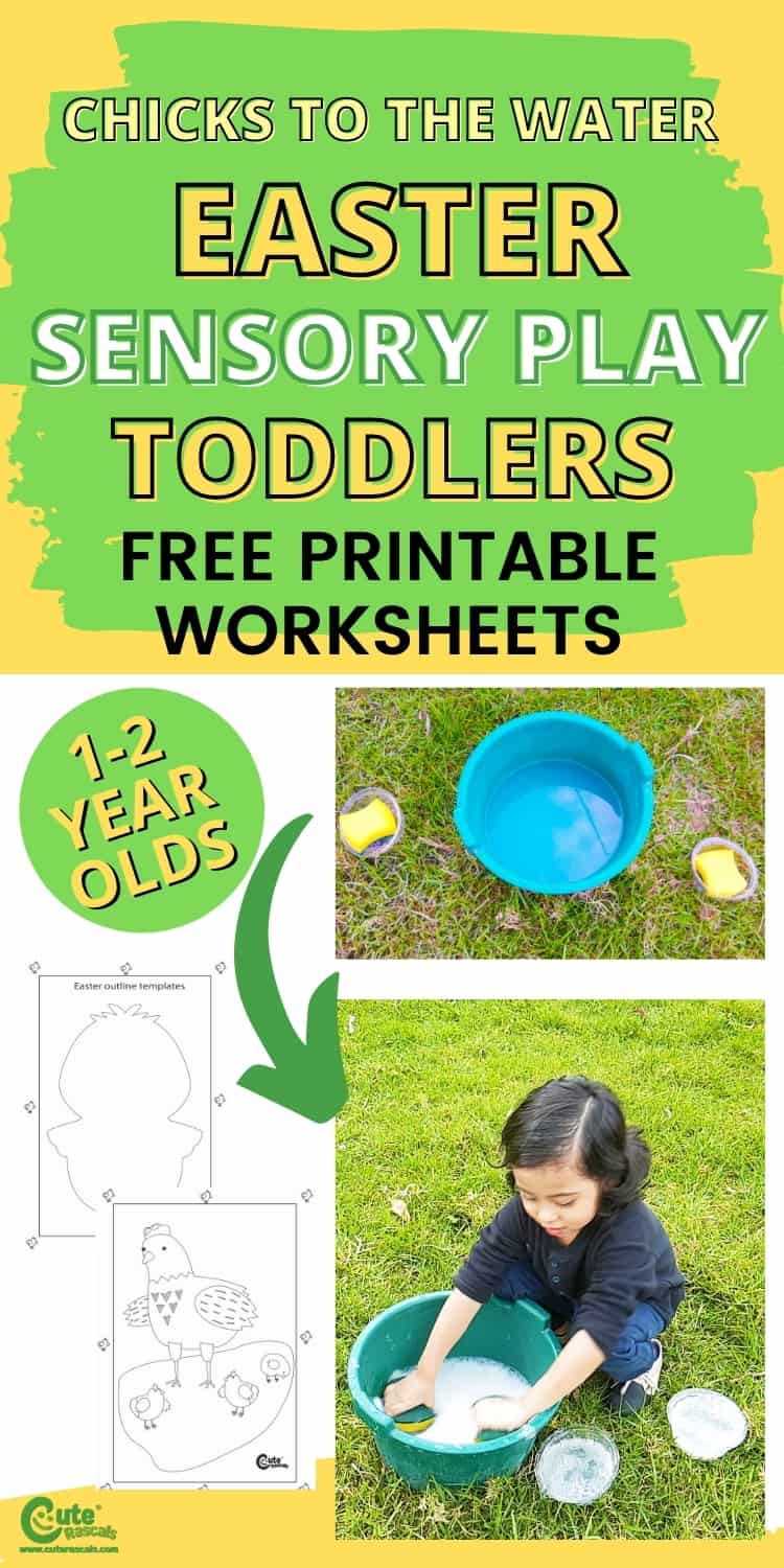 Fun Easter activities for toddlers. Chicks to the water sensory play.