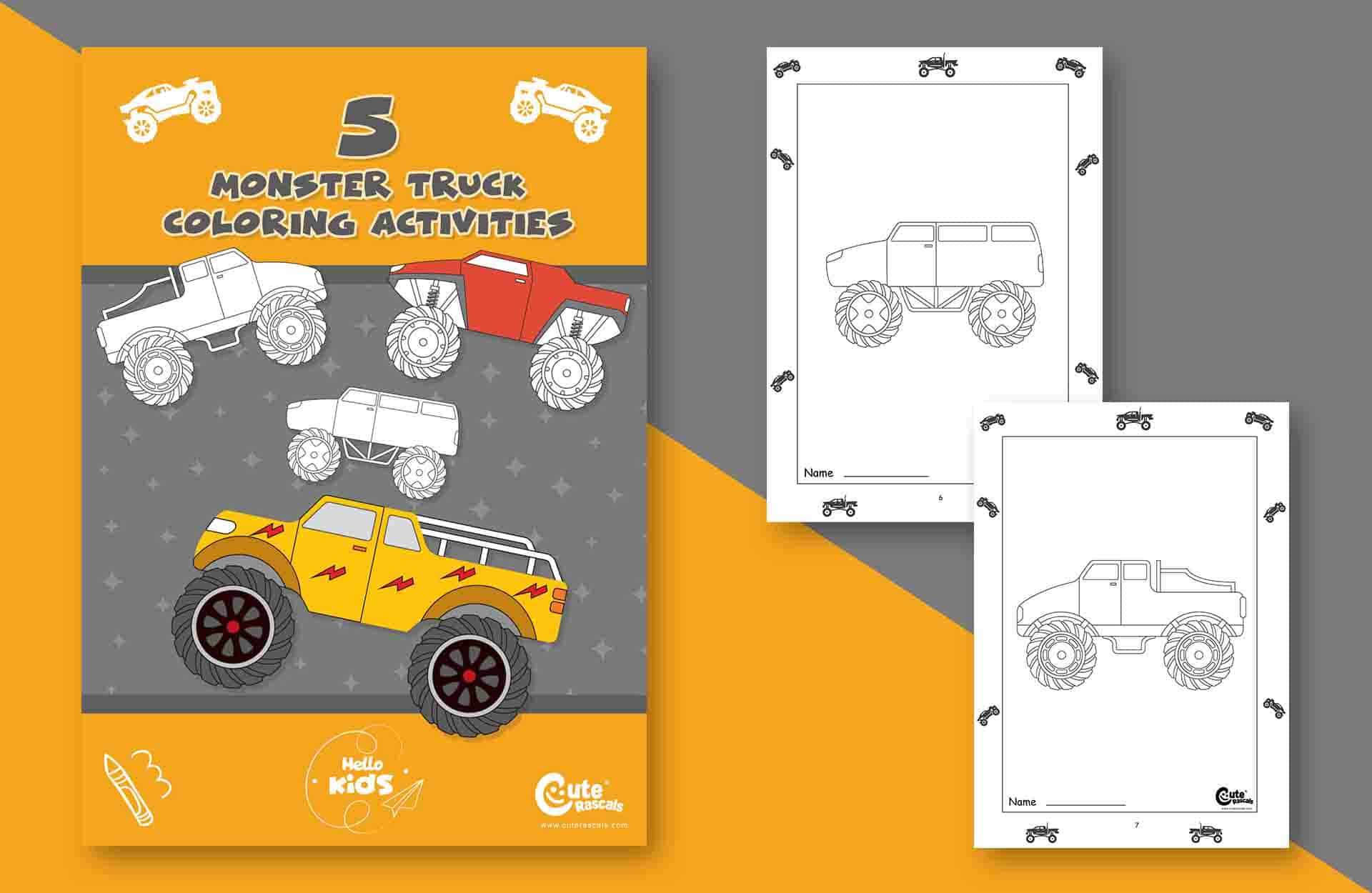 5 Big Monster Truck Coloring Pages for Kids' Playtime