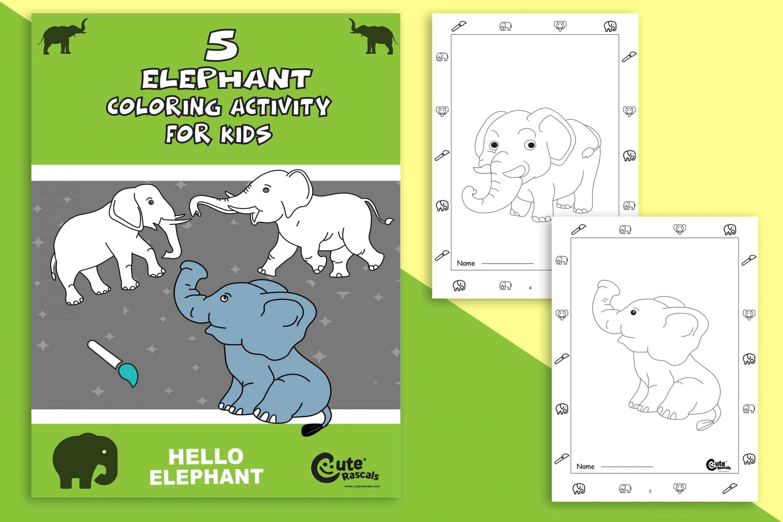 Easy Elephant Coloring Pages for Kids (5 Detailed Sheets)