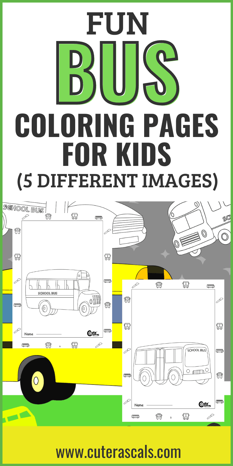 Fun Bus Coloring Pages for Kids (5 Different Images)