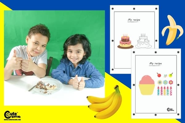 Tasty Banana Dessert Recipe Kids Can Make Worksheets (4-6 Year Olds)