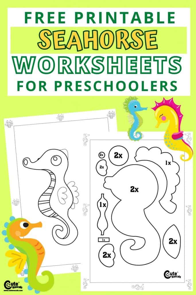 Free printable seahorse coloring worksheets for kids