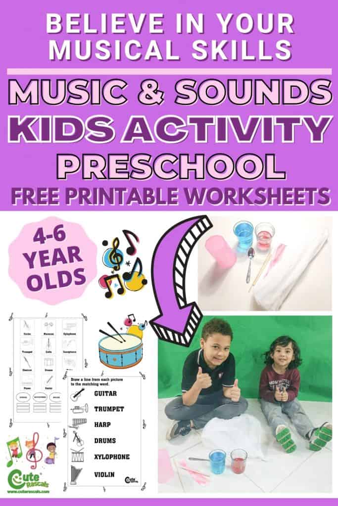 Encourage kids to believe in their musical skills in this feel the beat fun music for kids activity with free printable worksheets