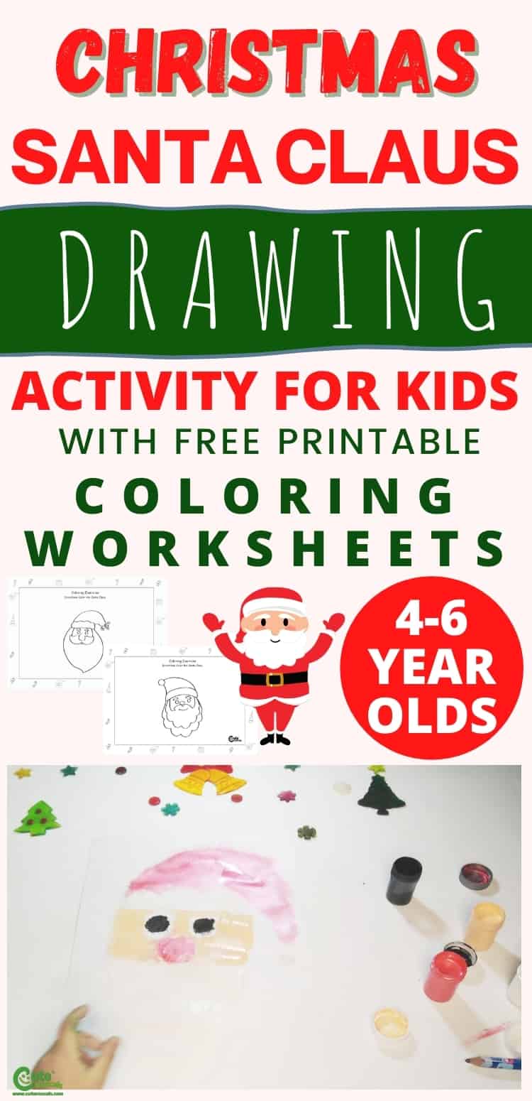 Christmas Santa Claus drawing and painting activity for kids. Easy Christmas activity for preschoolers.