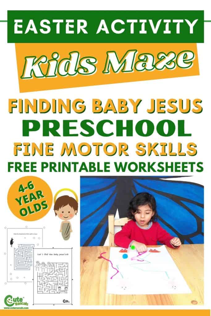 Find Baby Jesus easy maze game for kids' fine motor skills