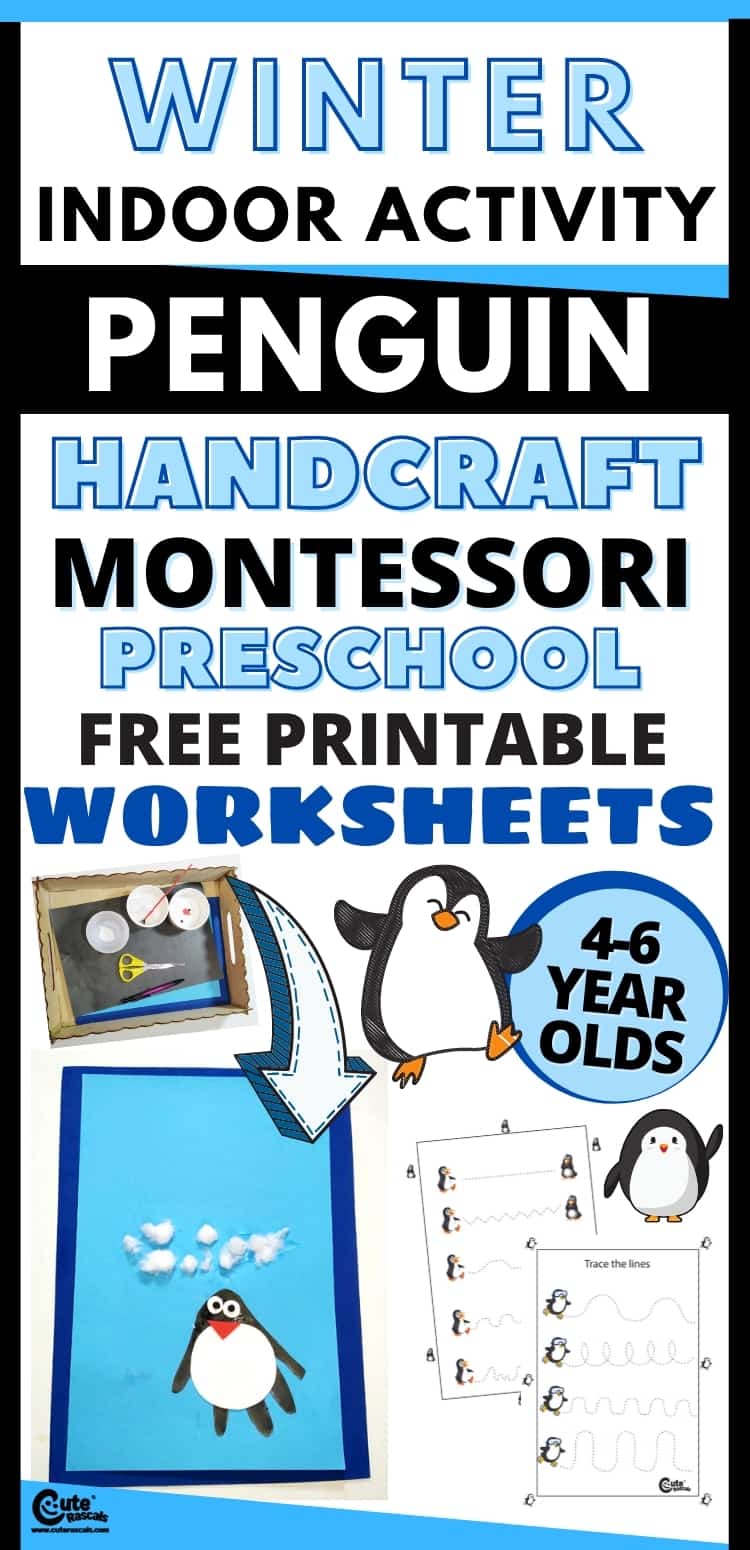 Super easy fun activity for preschoolers. Winter penguin handcraft.