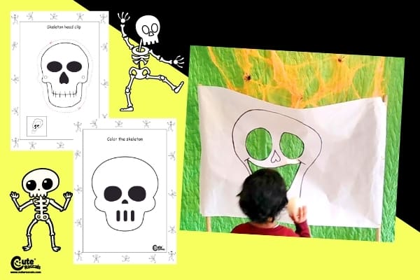 Hungry Skeleton Halloween Games for Kids Craft Gross Motor Skills Worksheets (4-6 Year Olds)